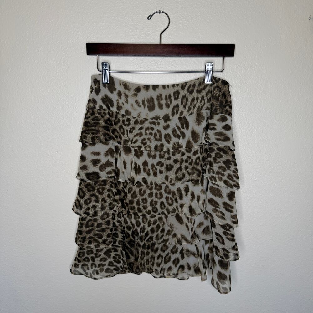 Talbots Cheetah Tiered Ruffle Mini Skirt 6P